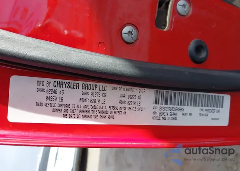 2012 Dodge Challenger Sxt z USA, uszkodzony, nr VIN 2C3CDYAG0CH209965